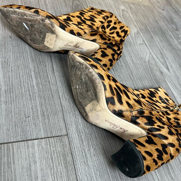 Sam Edelman Hilty Leopard Print Calf Hair Pointed Toe Ankle Boot Size W9.5 - Picture 4 of 6